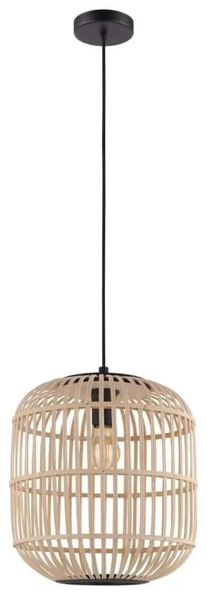 Φωτιστικό Οροφής Κρεμαστό Bordesley 43216 Natural-Black Eglo Metal,Wood