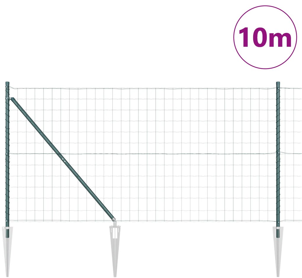 vidaXL Euro Fence με 7 σπikes 1.2x10 μ Γαλβανισμένος Χάλυβας Πράσινος