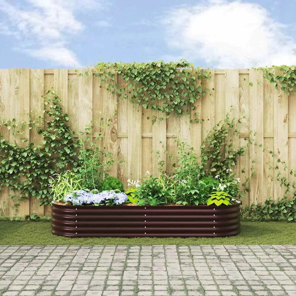 vidaXL Υπερυψωμένη Ζαρντινιέρα Καφέ 240 x 80 x 44 cm Ατσάλι