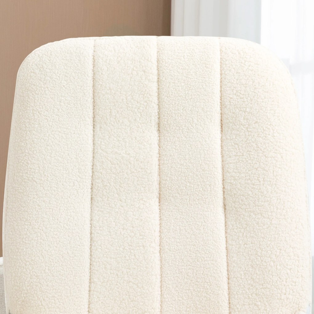 HOMCOM Πολυθρόνα κουνιστή με Sherpa fleece 63 cm x 95cm x 97 cm Φυσικό+ Κρεμ