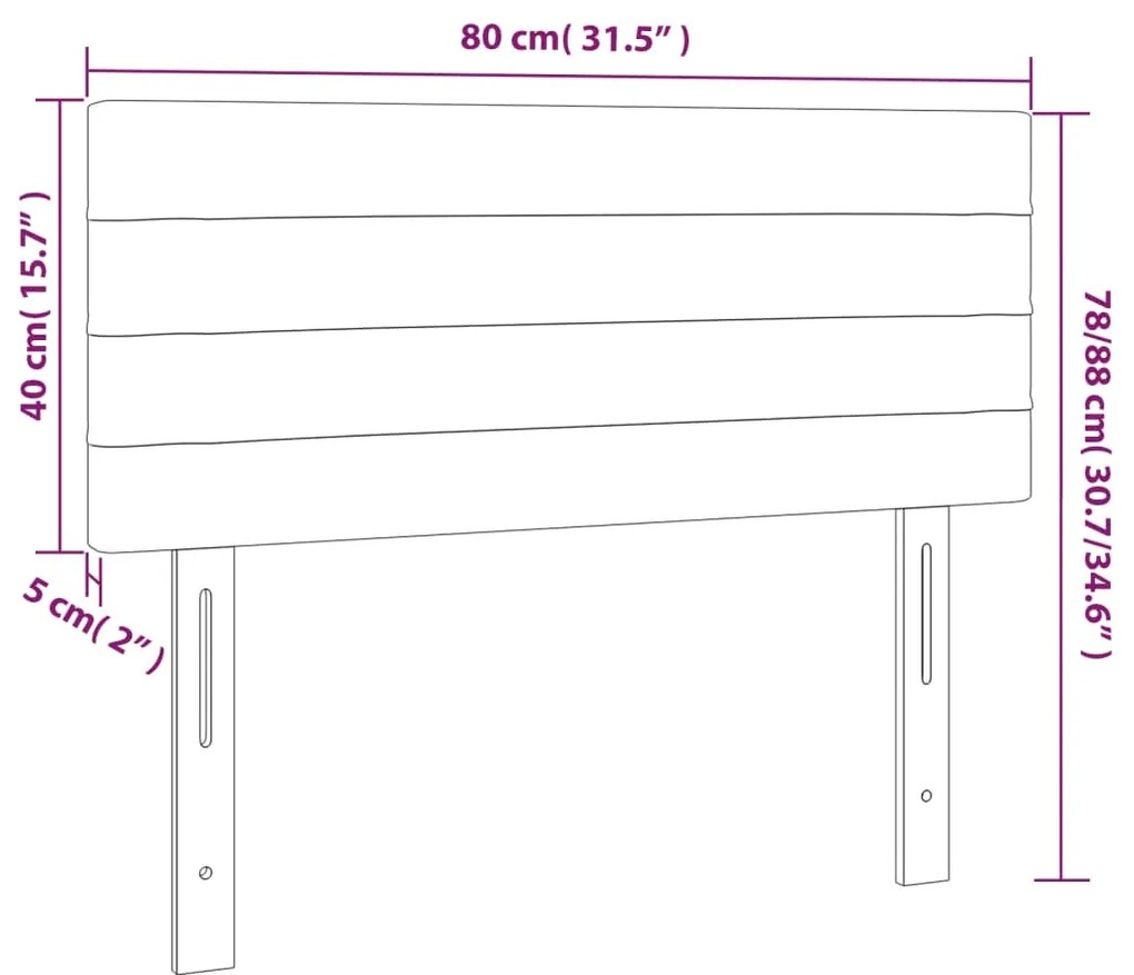 vidaXL Κεφαλάρι Κρεβατιού LED Ανοιχτό Γκρι 80x5x78/88 εκ. Υφασμάτινο