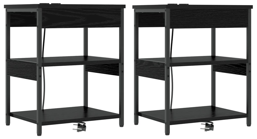 vidaXL Κουτιά Κρεβατοκάμαρας 2 pcs Μαύρη δρυς 41 x 31 x 51 εκ.