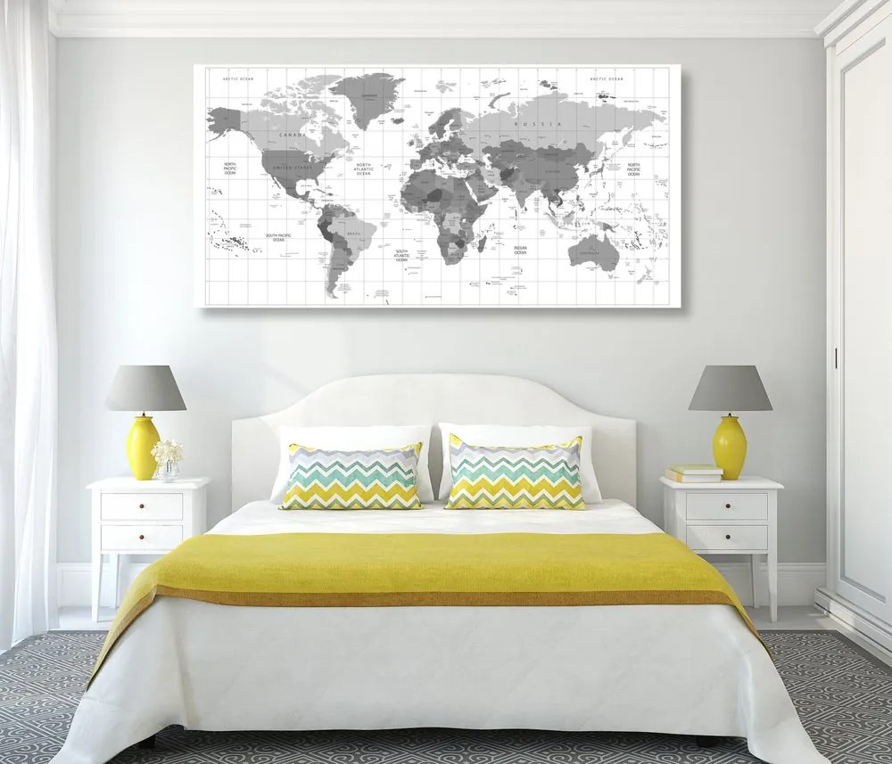 Εικόνα σε γκρι φελλό χάρτη σε λευκό φόντο - 100x50  wooden