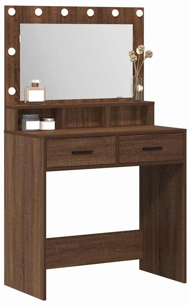 vidaXL Κομοδίνο με ράφι Καφέ δρυς 79 x 41 x 135 cm Επεξεργασμένο ξύλο