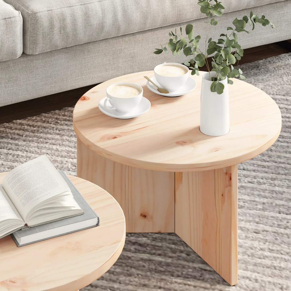 vidaXL Σετ Τραπεζιού Για Καφέ 2 pcs Φυσικό 49 x 49 x 28 εκ