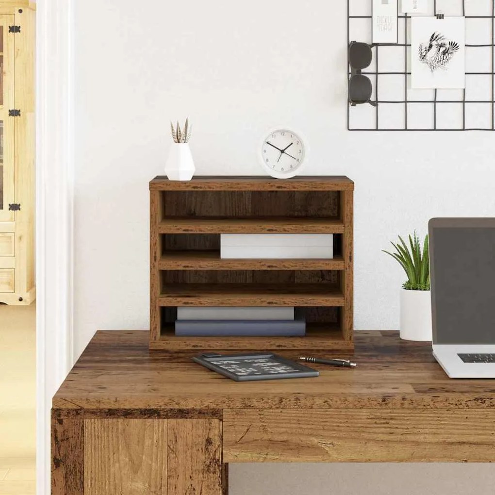 vidaXL Οργανωτής Γραφείου Παλαιό ξύλο 36 x 26 x 29.5 εκ