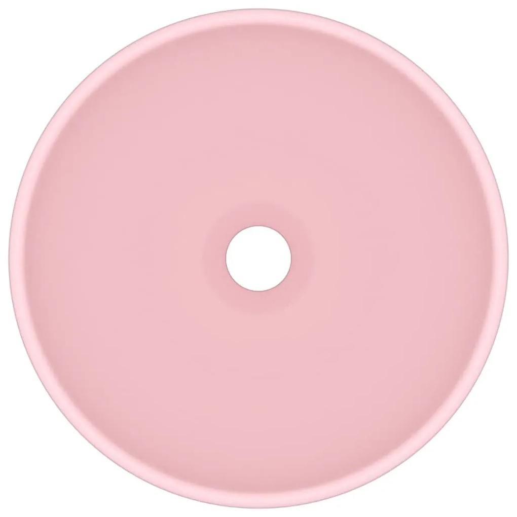 Νιπτήρας Πολυτελής Στρογγυλός Ροζ Ματ 32,5x14 εκ. Κεραμικός - Ροζ