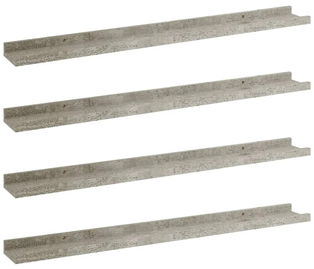 vidaXL Ράφια Τοίχου 4 τεμ. Γκρι Σκυροδέματος 80 x 9 x 3 εκ.