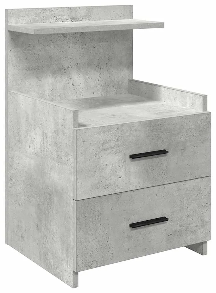 vidaXL Κομοδίνο με 2 Συρτάρια Γκρι Σκυρόδεμα 40x36,5x62 εκ.