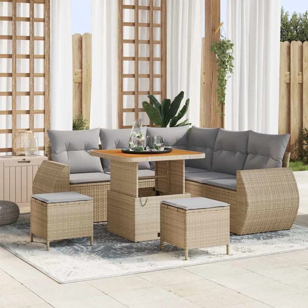 vidaXL Σετ Καναπέ Κήπου 8 pcs Μπεζ συνθετικό ρατάν