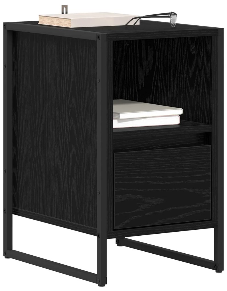 vidaXL Κομοδίνο 2 pcs Μαύρη Οξυά 39,5 x 30 x 50 εκ Επεξεργασμένο ξύλο