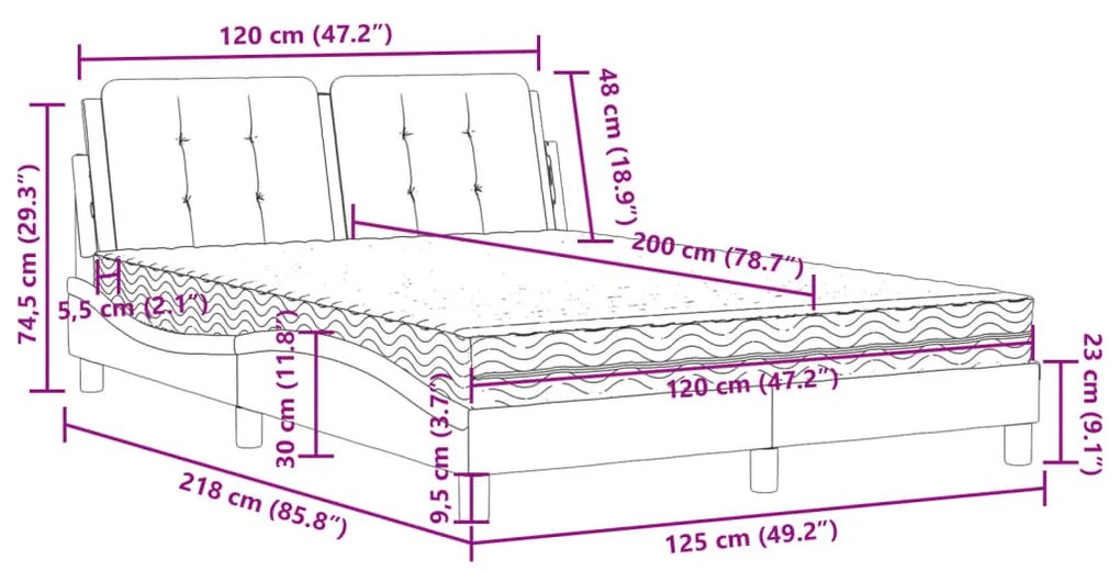 ΚΡΕΒΑΤΙ ΜΕ ΣΤΡΩΜΑ ΜΑΥΡΟ ΚΑΙ ΛΕΥΚΟ 120 X 200 ΕΚ. ΣΥΝΘΕΤΙΚΟ ΔΕΡΜΑ 3208857