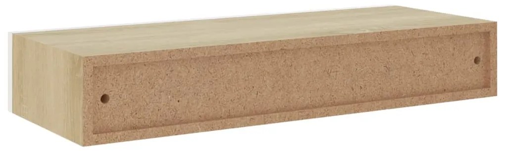 vidaXL Ράφι Επιτοίχιο με Συρτάρι Δρυς/Λευκό 60 x 23,5 x 10 εκ. από MDF
