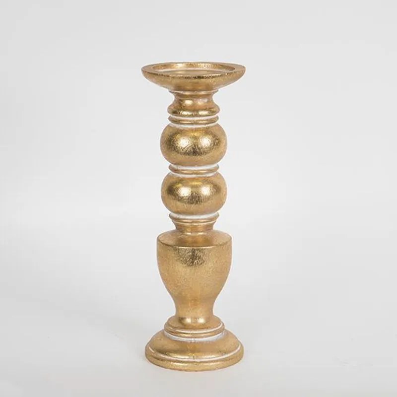 Κηροπήγιο 752-26012 10,5x10,5x30,2cm Gold Estheti Home Πολυρεσίνη