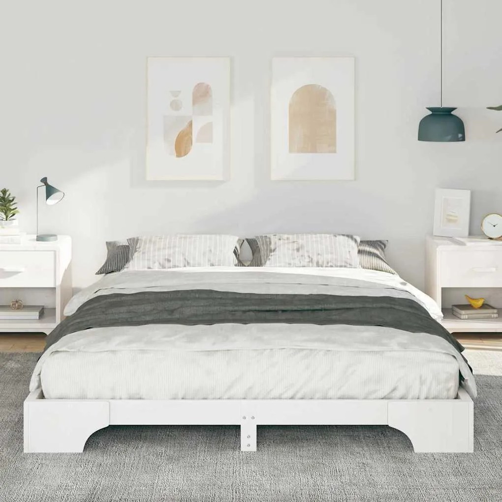 vidaXL Κρεβάτι δαπέδου με αποθήκευση Λευκό 160 x 210 cm ξύλο