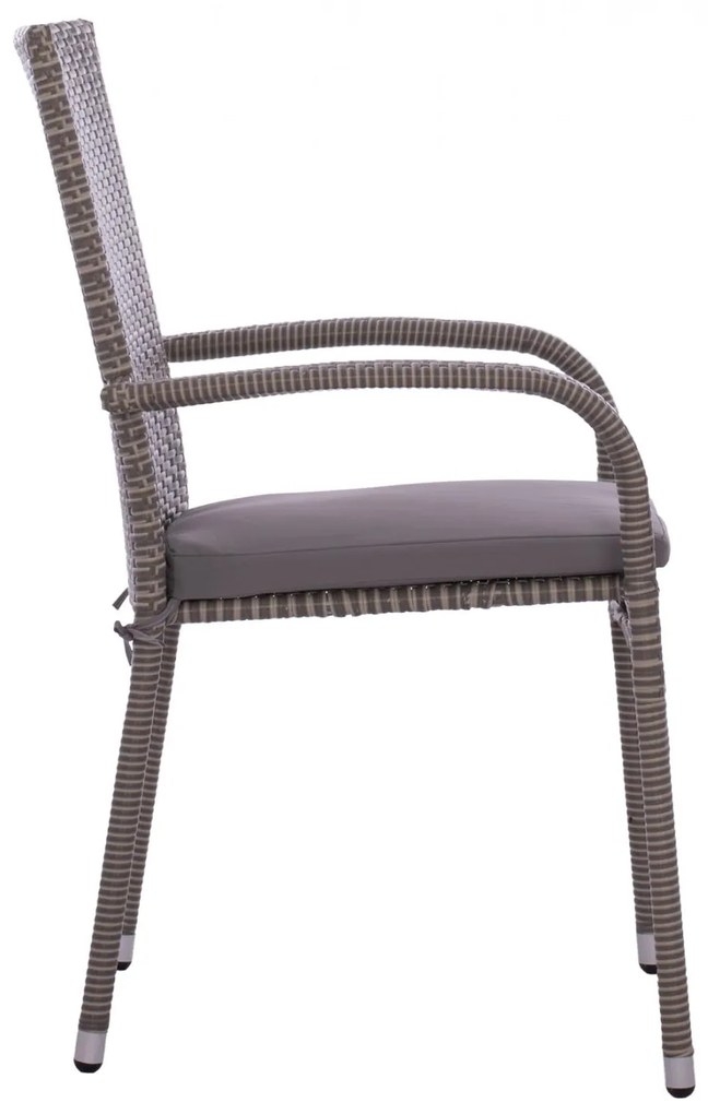 Καρέκλα - Πολυθρόνα ANISHA C5685.01 Μεταλλική με Γκρί Wicker και Μαξιλάρι Στοιβαζόμενη 56x60x94 εκ. 56x60x94 εκ.