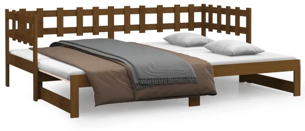 vidaXL Καναπές Κρεβάτι Συρόμενος Μελί 2x(80x200) εκ. Μασίφ Ξύλο Πεύκου