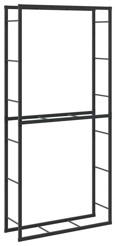 vidaXL Ράφι για καυσόξυλα Μαύρο 100x30x209 cm Χάλυβας