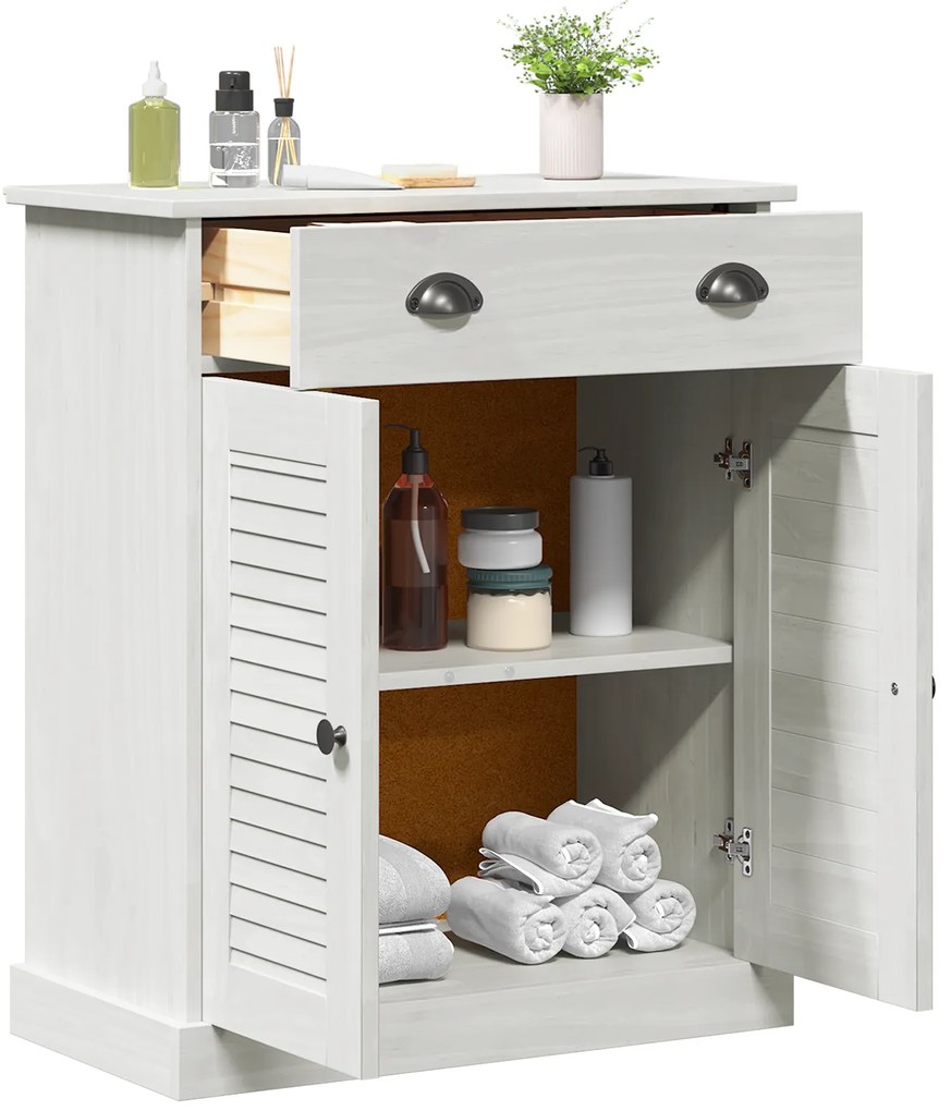 vidaXL Ντουλάπι Μπάνιου Λευκό 68 x 34 x 80 εκ Μασίφ ξύλο πεύκου