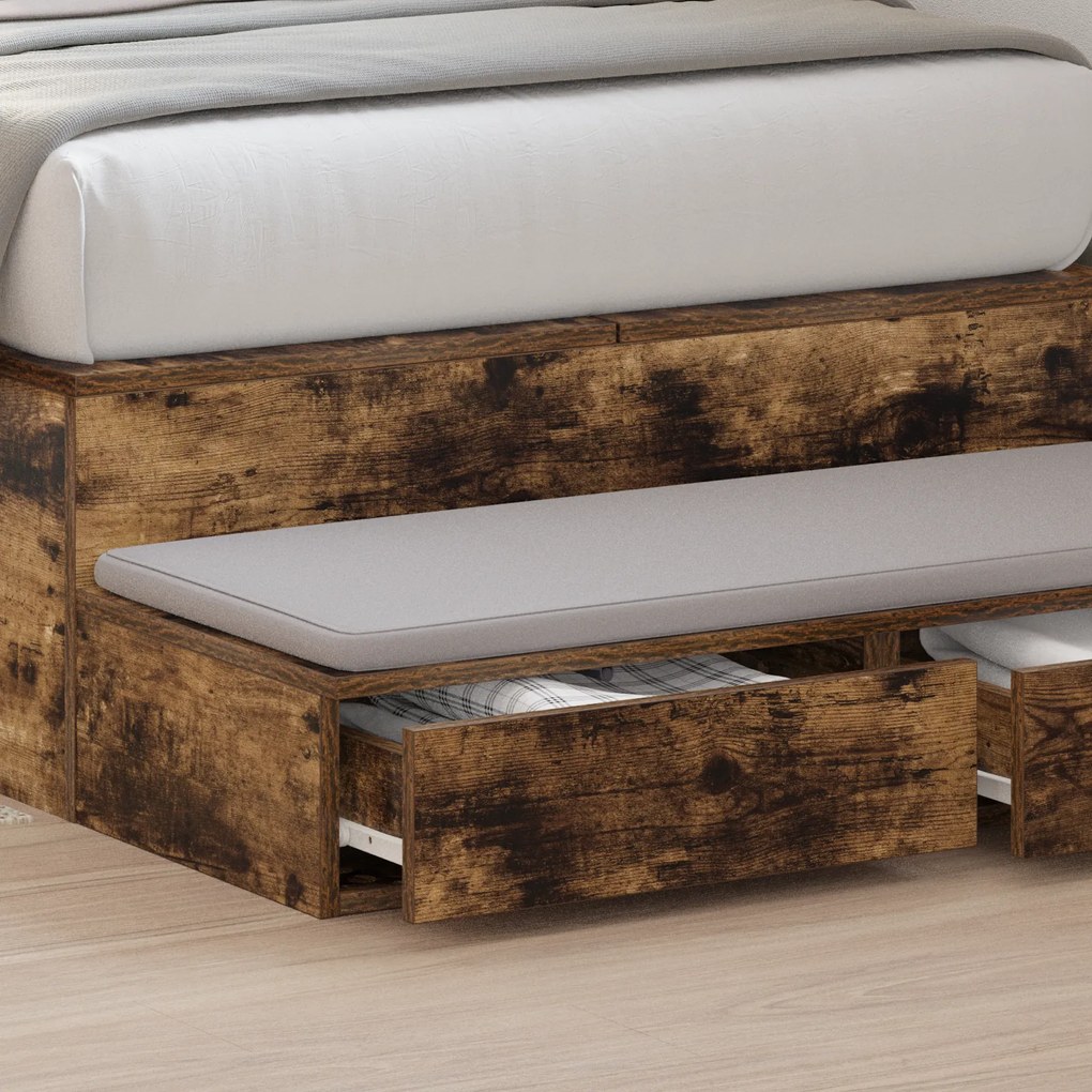 vidaXL Συρτάρια Κρεβατιού Καπνιστής Δρυς 100x36,5x16,5 εκ. Επεξεργασμένο Ξύλο