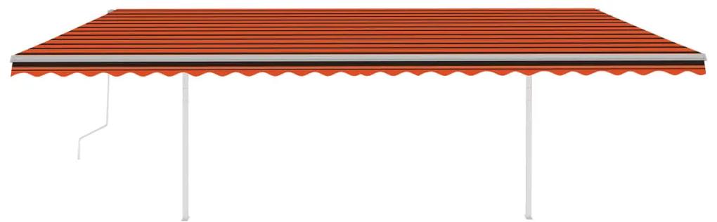 vidaXL Τέντα Συρόμενη Αυτόματη με Στύλους Πορτοκαλί/Καφέ 6 x 3 μ.
