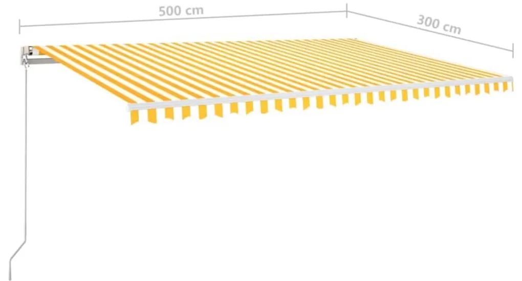 Τέντα Συρόμενη Αυτόματη Kίτρινο / Λευκό 500 x 300 εκ. - Κίτρινο