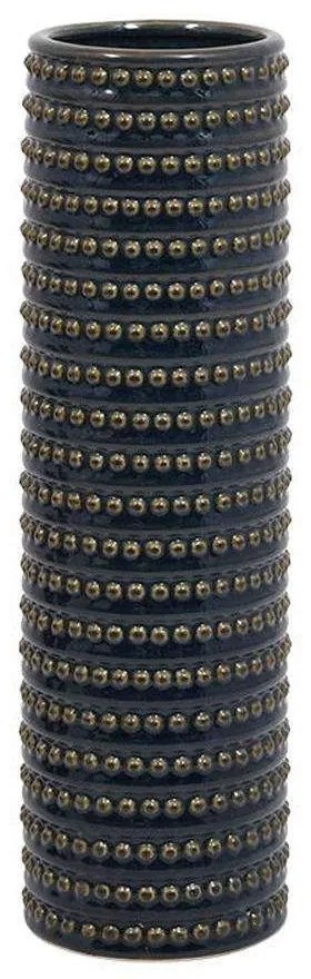Βάζο 023-223-098 12x12x42cm Blue Black-Gold Ceramic