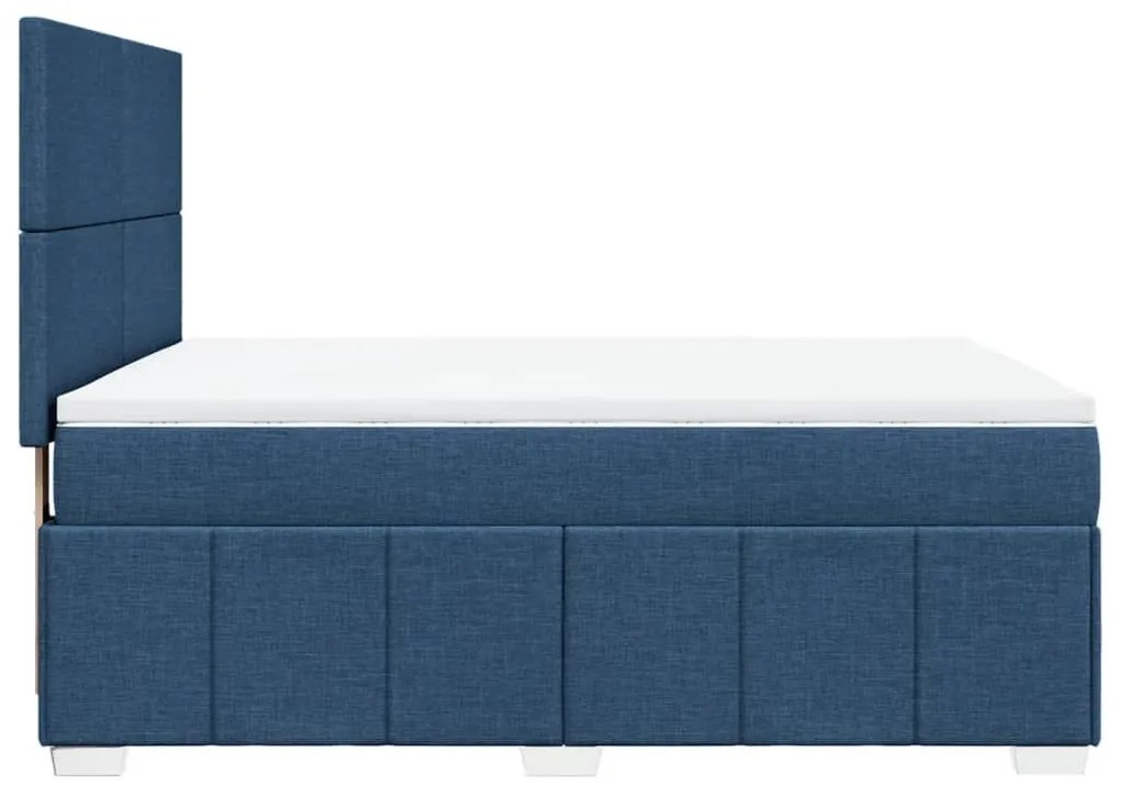 Κρεβάτι Boxspring με Στρώμα Μπλε 160x200 εκ. Υφασμάτινο - Μπλε