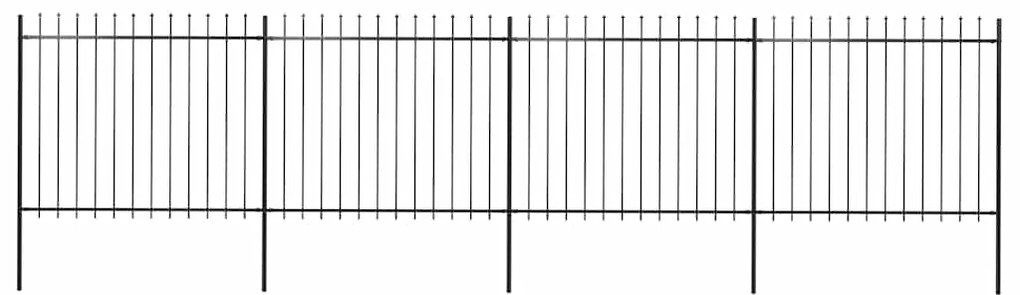 Φράχτης Κήπου με Κορυφή Δόρυ Μαύρος Ατσάλινος 714,5 x 150 εκ.