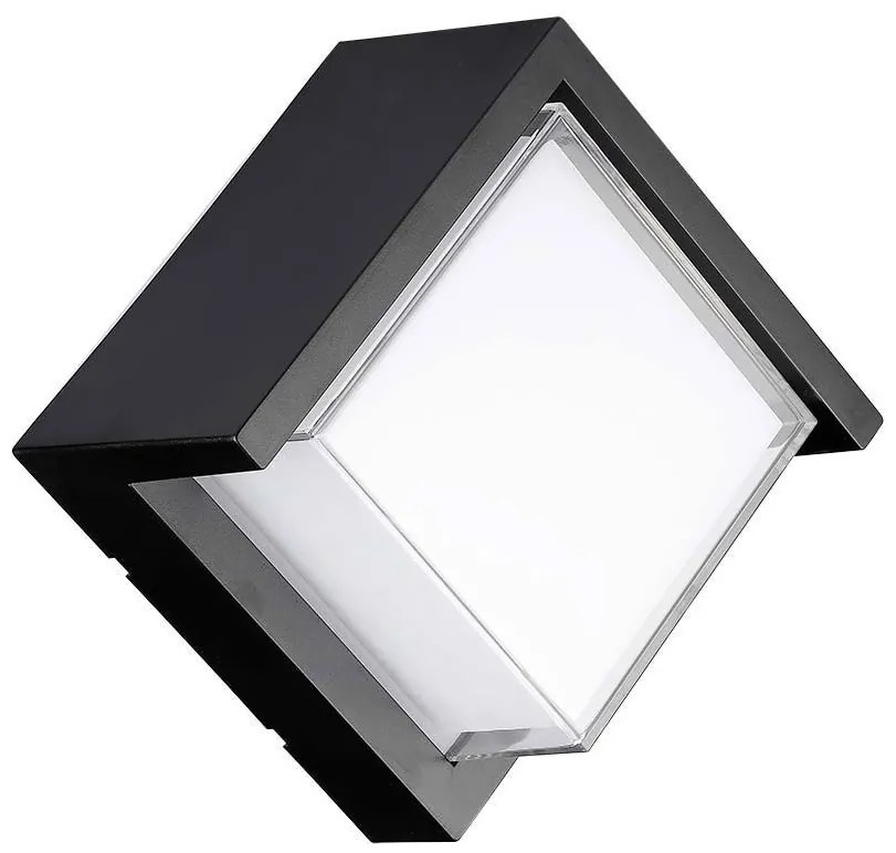 V-TAC Εξωτερικό Επιτοίχιο Φωτιστικό 7W 230V 670lm 120° IP65 Τετράγωνο Μαύρο Σώμα Ζεστό Λευκό 218610