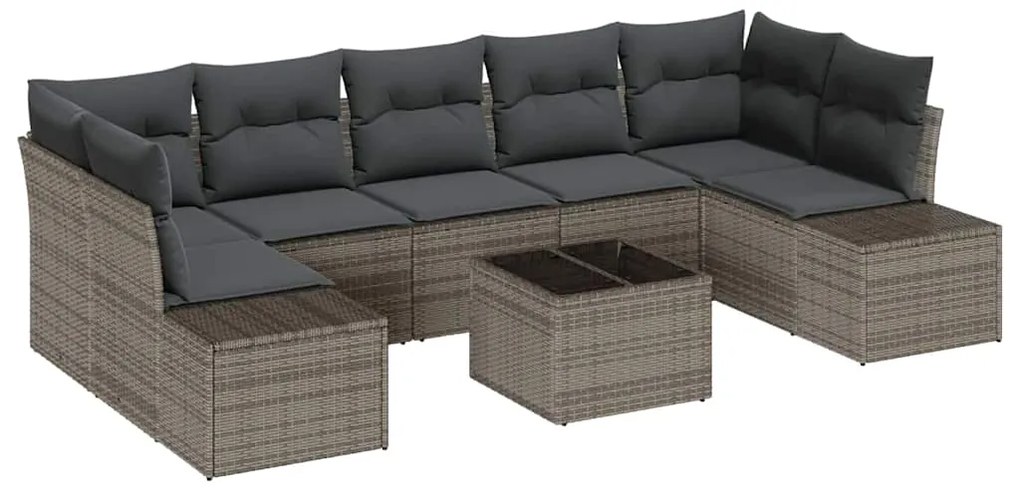 vidaXL Σετ Καναπέ Κήπου με μαξιλάρι 8 pcs Γκρι 55 x 55 x 37 εκ