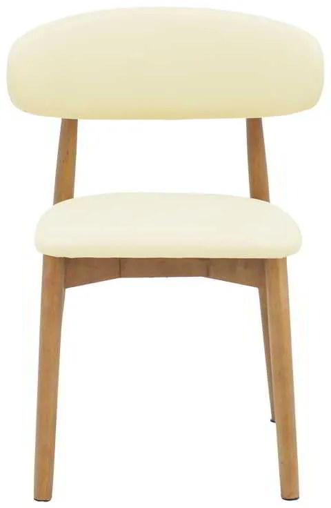 Καρέκλα Ubene pakoworld rubberwood και pu σε καρυδί και μπεζ απόχρωση 46x58x79εκ