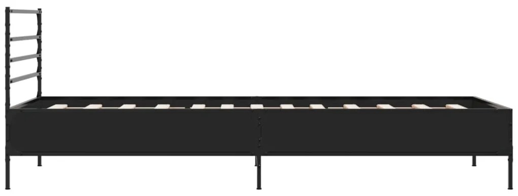 vidaXL Πλαίσιο Κρεβατιού Μαύρο 75 x 190 εκ. Επεξ. Ξύλο & Μέταλλο
