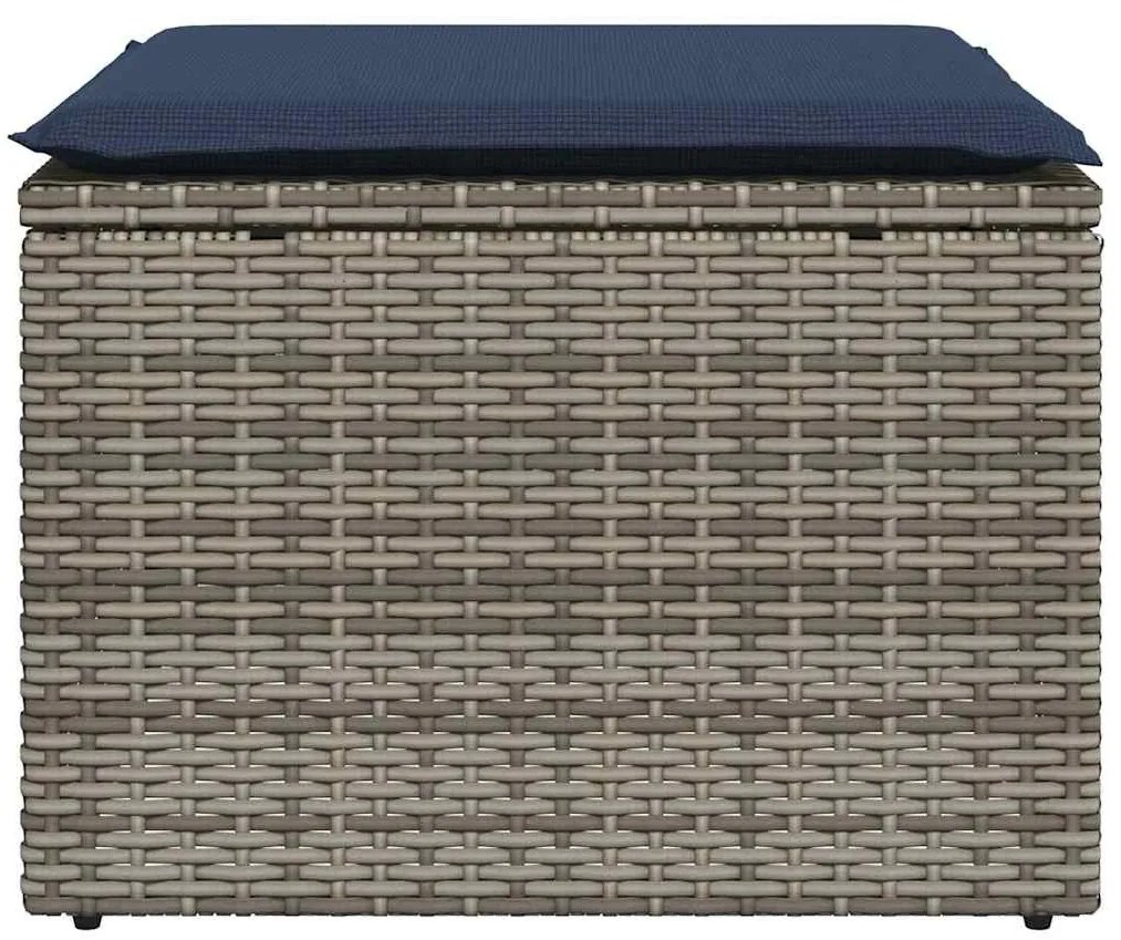 vidaXL Σκαμπό Κήπου με μαξιλάρι Γκρι 55 x 55 x 37 εκ συνθετικό ρατάν