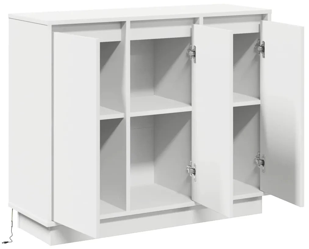 vidaXL Πλευρικό Τραπέζι LED Λευκό 90 x 32 x 75 εκ. Επεξεργασμένο ξύλο