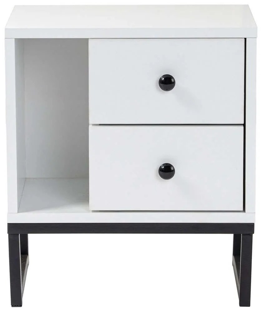Κομοδίνο Glimmer 241NRD1414 45,2x29,5x50cm White-Black