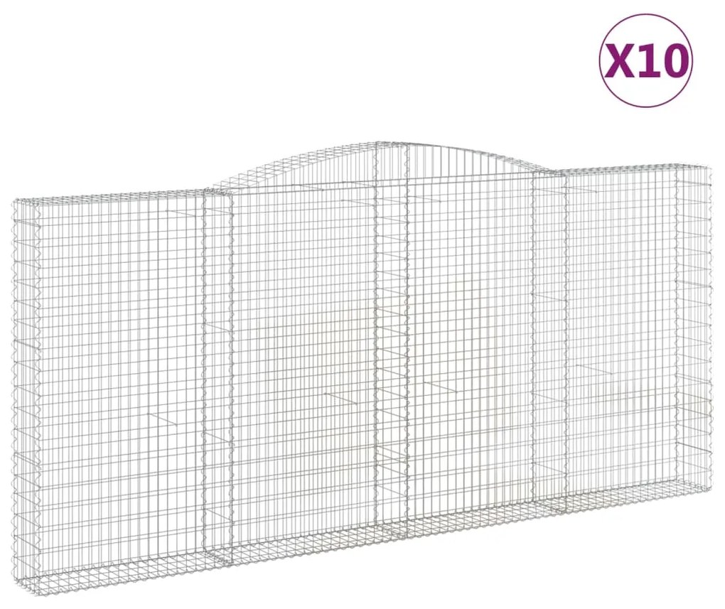 vidaXL Συρματοκιβώτια Τοξωτά 10 τεμ. 400x30x180/200 εκ. Γαλβαν. Ατσάλι