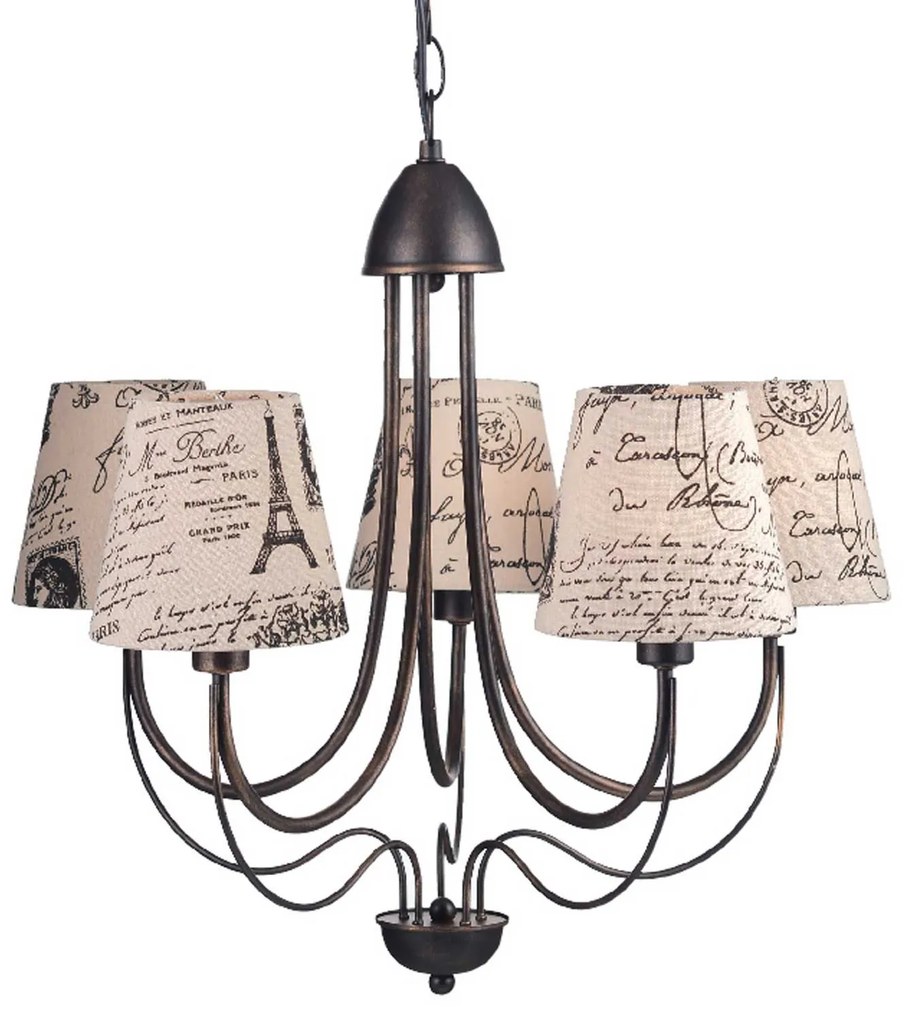 Φωτιστικό Οροφής Textile &amp; Crystal DL11815PB Brown-Beige Metal, Fabric