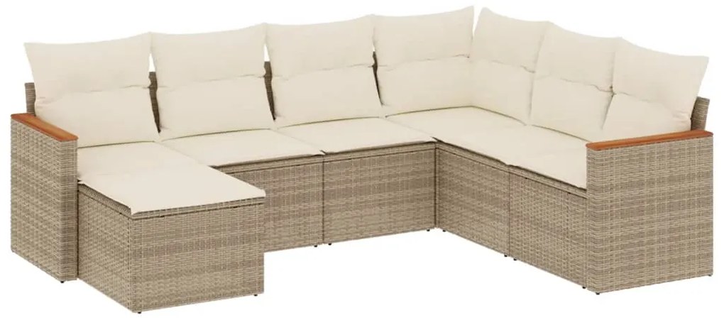 vidaXL Σαλόνι Κήπου Σετ 7 τεμ. Μπεζ Συνθετικό Ρατάν με Μαξιλάρια