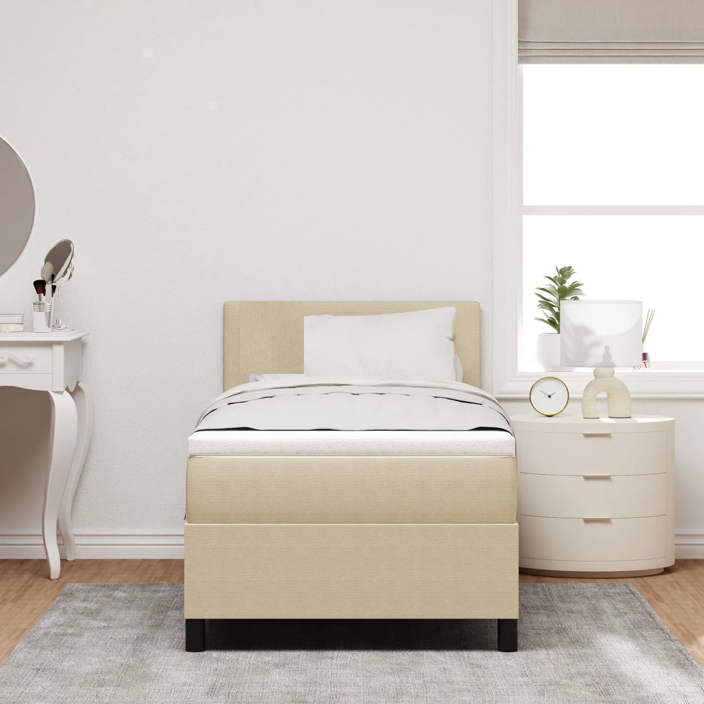 vidaXL Κρεβάτι Box Spring με Στρώμα Ανοιχτό Πράσινο Γκρι 90x200 εκ. Βελούδινο Ύφασμα