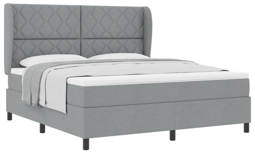 vidaXL Κρεβάτι Box Spring με Στρώμα - Ανοιχτό Γκρι, 180x200 εκ., Υφάσμα
