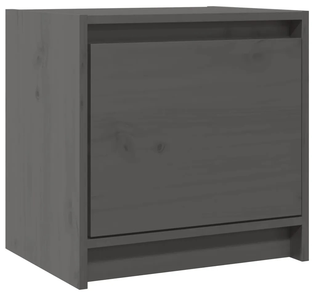 vidaXL Κομοδίνα 2 τεμ. Γκρι 40 x 30,5 x 40 εκ. από Μασίφ Ξύλο Πεύκου