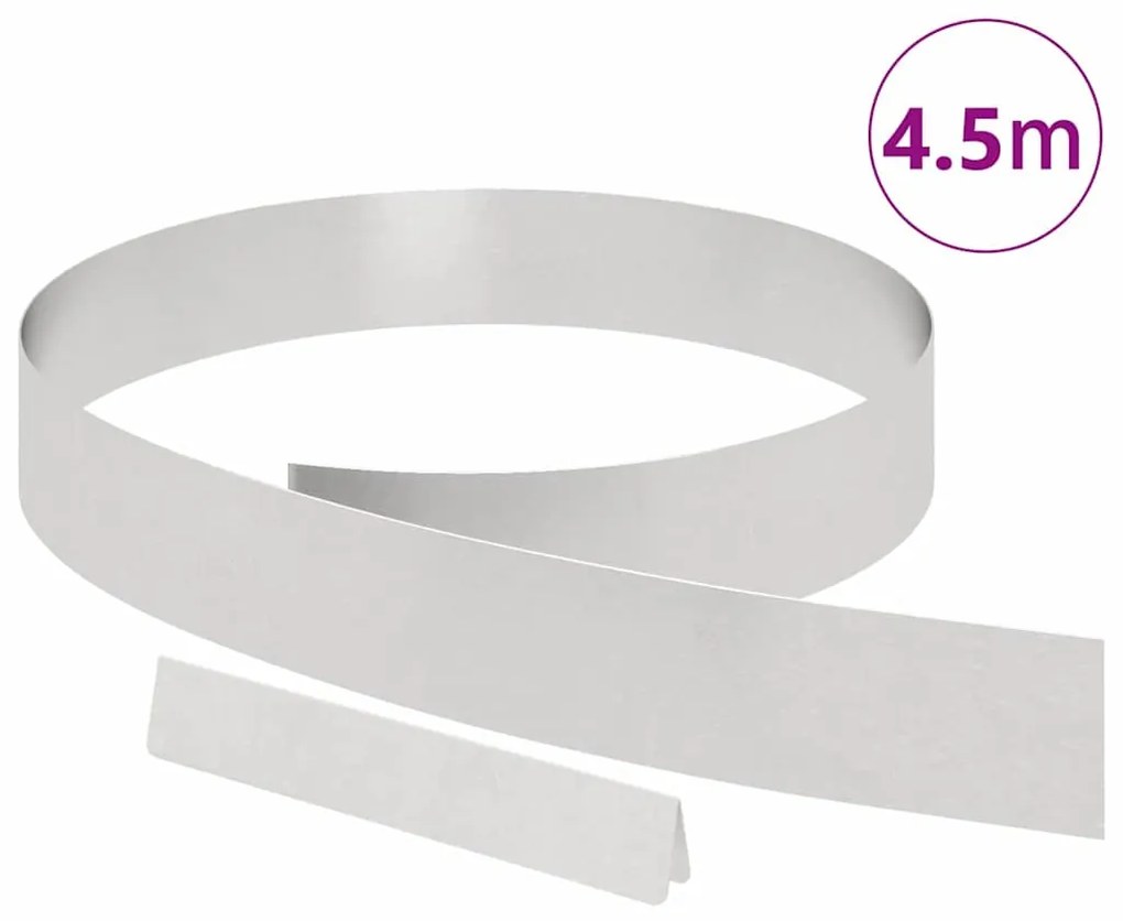 vidaXL Περίγραμμα γκαζόν Ασημί 450 x 0.05 x 15 εκ Ανοξείδωτο ατσάλι
