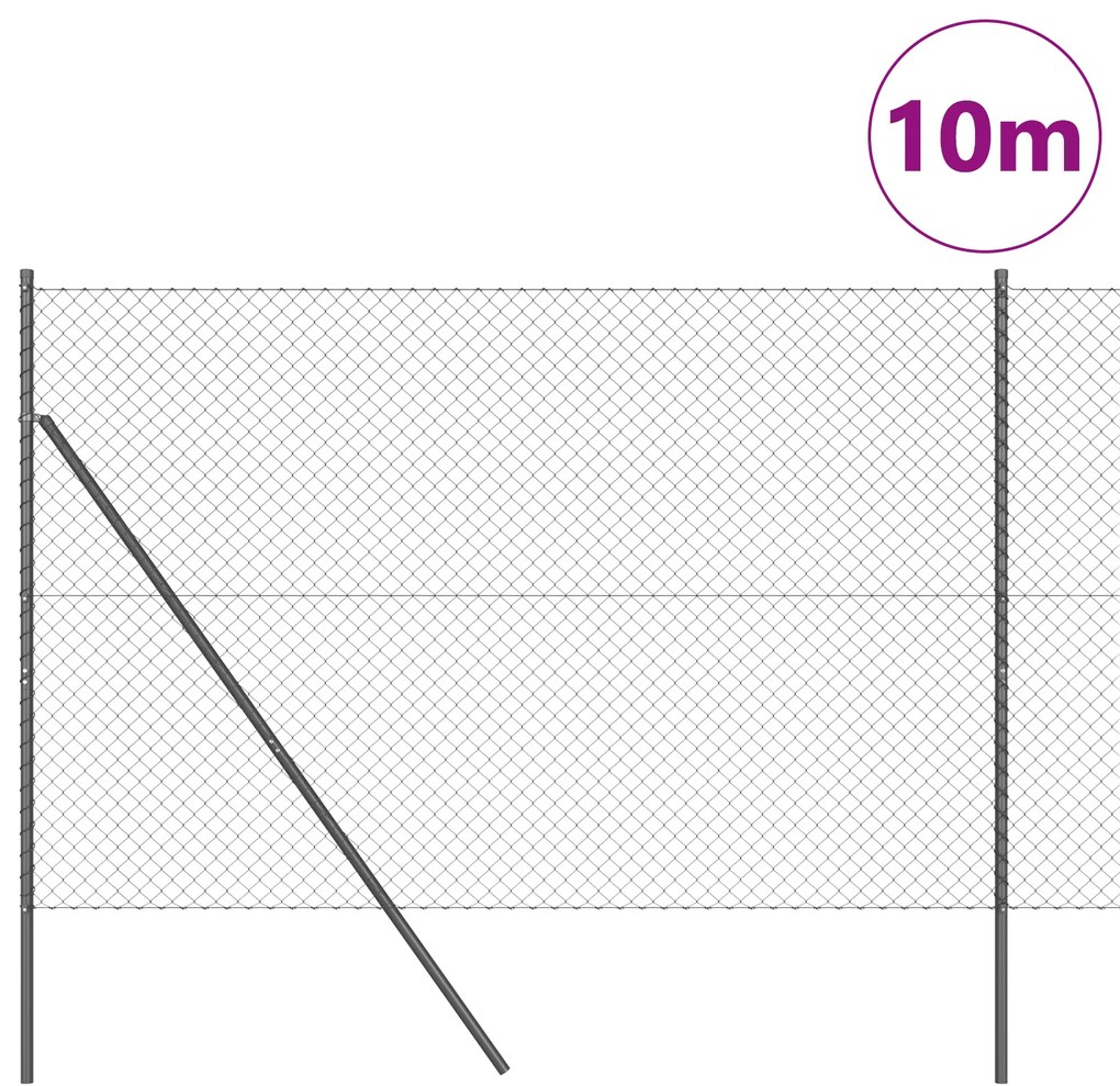 vidaXL Σετ Στύλων Φράχτη Γκρι 1.6 x 10 m Επικαλυμμένος Χάλυβας