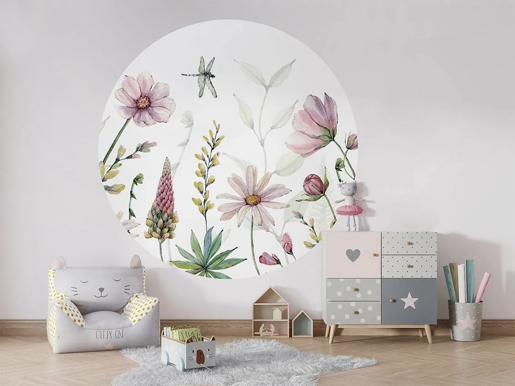 Fabulous Flowers Ταπετσαρια Τοιχου Ροζ Στρογγυλη 80cm