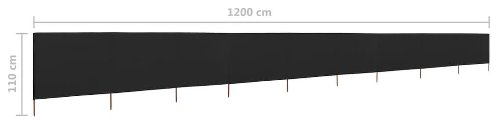 vidaXL Προστατευτικό Αέρα με 9 Πάνελ Μαύρο 1200 x 80 εκ. Υφασμάτινο