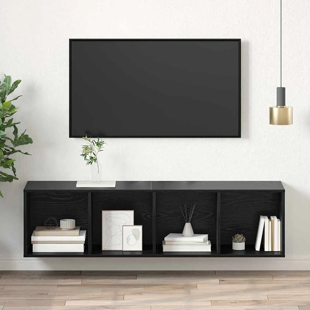 vidaXL Τοίχου Ντουλάπι Τηλεόρασης Μαύρη δρυς 37 x 37 x 142.5 εκ