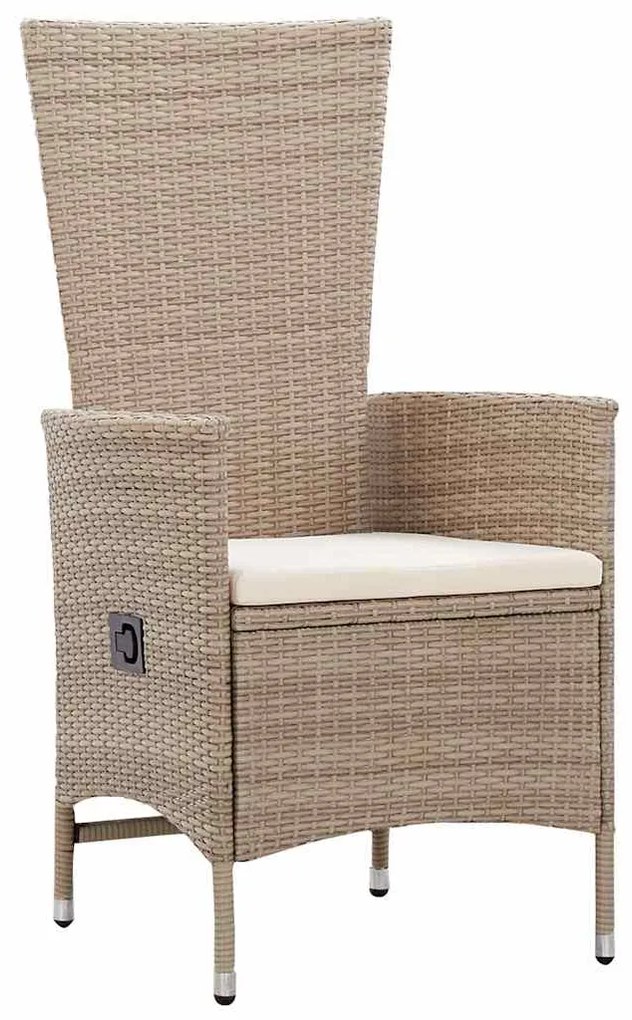 vidaXL Σέτ φαγητού για κήπο με μαξιλάρι 7 pcs Μπεζ συνθετικό ρατάν
