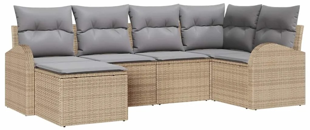 vidaXL Σετ Καναπέ Κήπου 6 pcs Μπεζ, ανοιχτό γκρι Πολυ ράταν