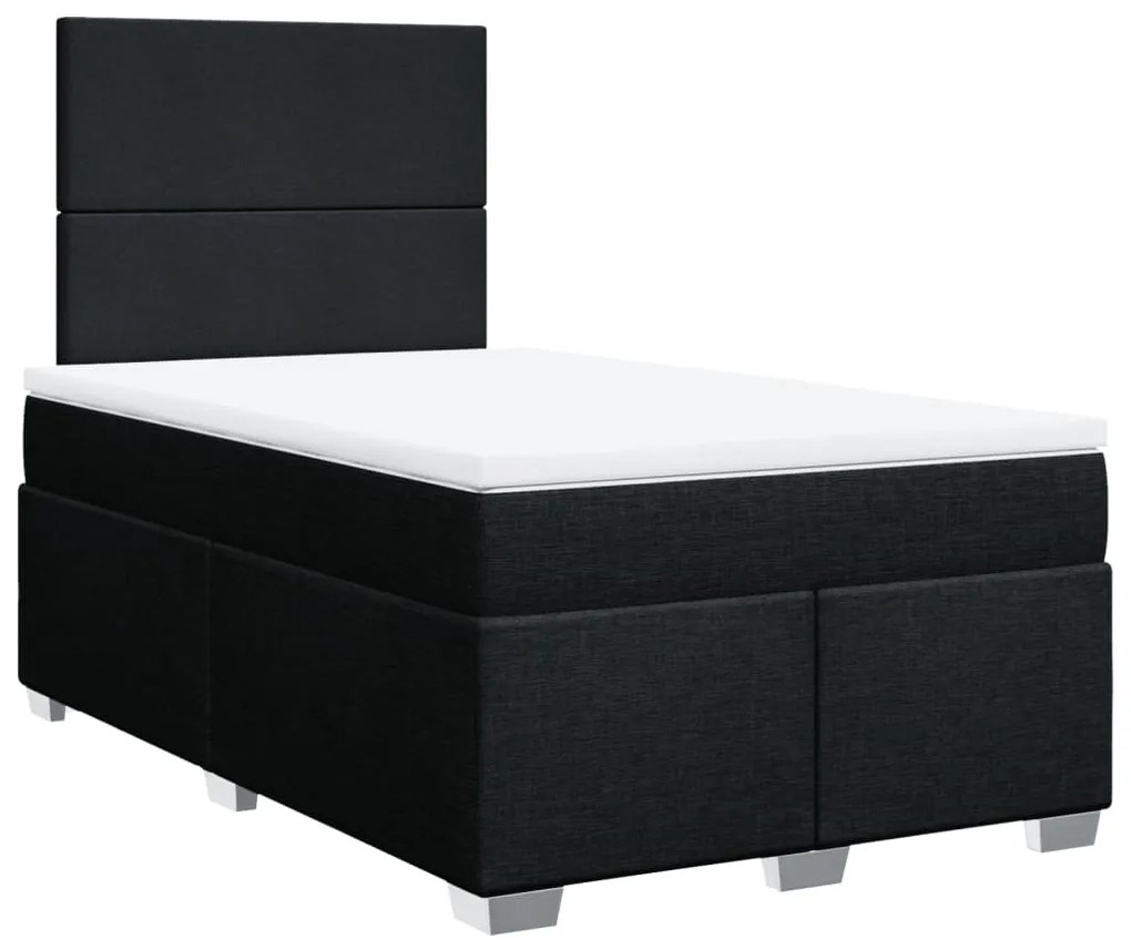 vidaXL Κρεβάτι Boxspring με Στρώμα Μαύρο 120x200 εκ. Υφασμάτινο